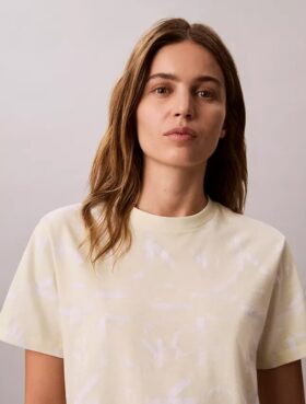 Allover Faded Monogram Klasik Tişört
