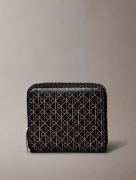 Allover Monogram Kare Fermuarlı Cüzdan