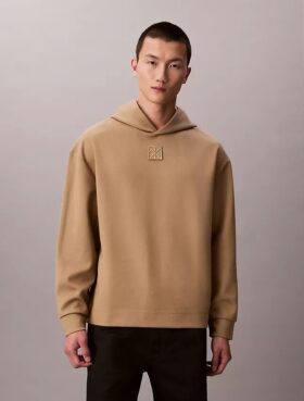 Amblem Logolu Yün Karışımlı Kapüşonlu Sweatshirt