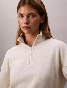 Arşiv Logolu Polar Çeyrek Fermuarlı Mock Neck Sweatshirt