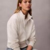 Arşiv Logolu Polar Çeyrek Fermuarlı Mock Neck Sweatshirt