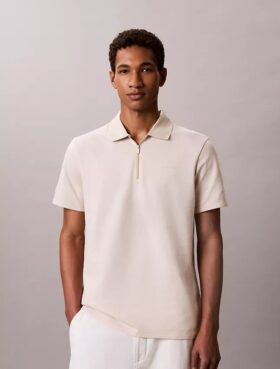 Balıksırtı Desenli Fermuarlı Polo Gömlek