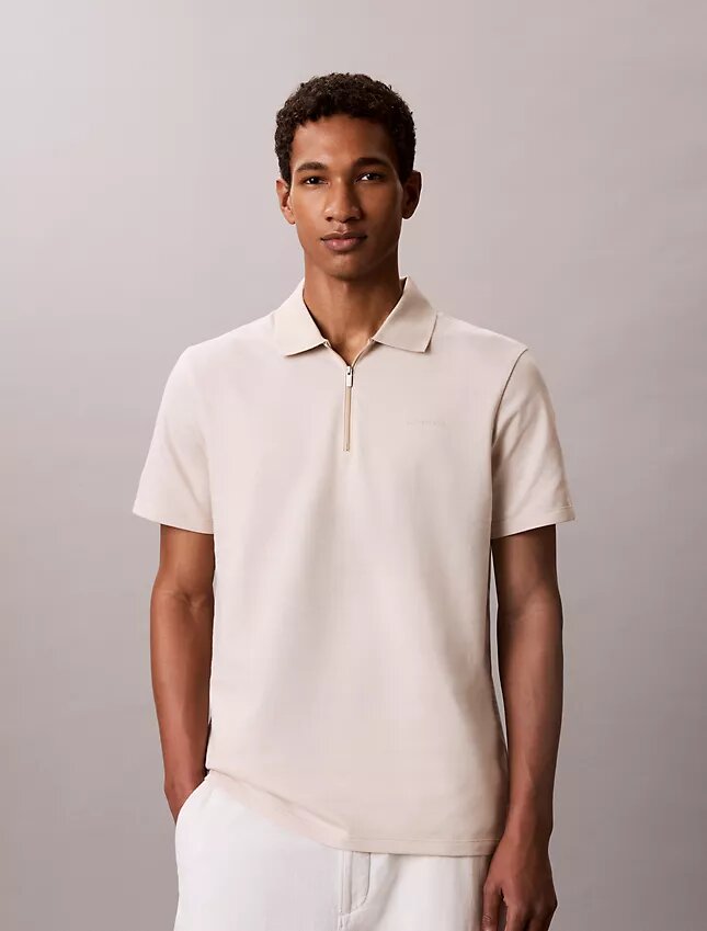 Balıksırtı Desenli Fermuarlı Polo Gömlek Balıksırtı Desenli Fermuarlı Polo Gömlek