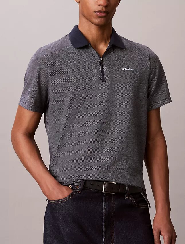 Balıksırtı Desenli Fermuarlı Polo Gömlek Balıksırtı Desenli Fermuarlı Polo Gömlek