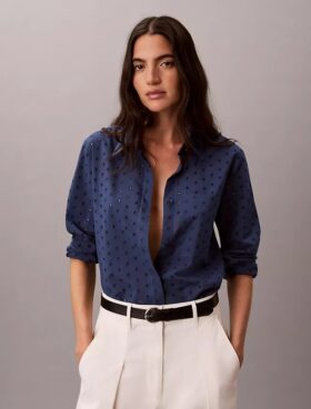 Broderie Anglaise Düğmeli Gömlek