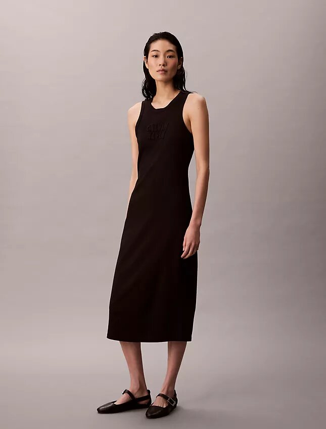 Calvin Klein Logo Midi Tank Elbiseler Calvin Klein Logo Midi Tank Elbiseler