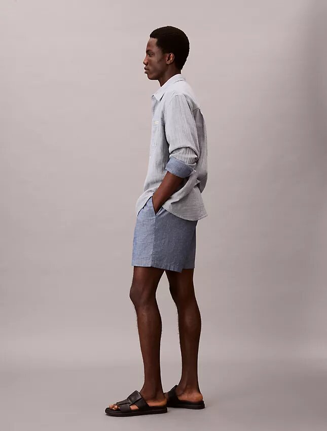 Chambray Çekip Giyilen Şort Chambray Çekip Giyilen Şort