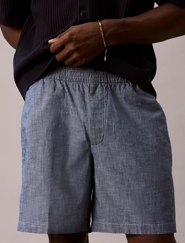 Chambray Çekip Giyilen Şort Chambray Çekip Giyilen Şort
