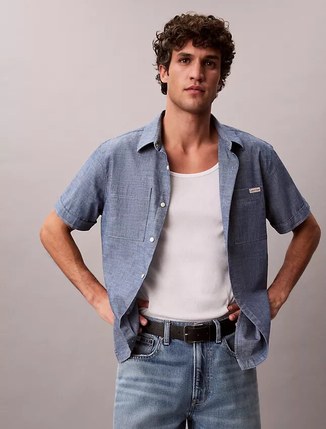 Chambray Klasik Düğmeli Gömlek Chambray Klasik Düğmeli Gömlek