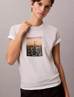 City Sunset Logolu Grafik Desenli Klasik Tişört