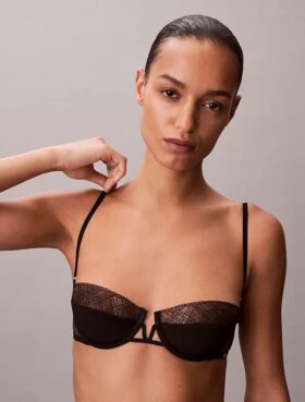 CK Black Geo Dantel Unlined Balconette Sütyen