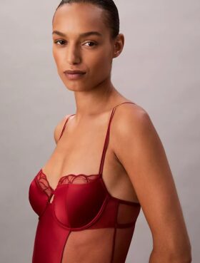 CK Black Çiçek Desenli Dantel Bodyler