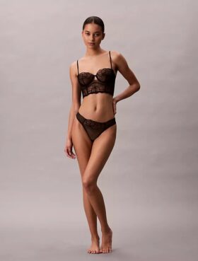 CK Black Çiçekli Dantel Thong
