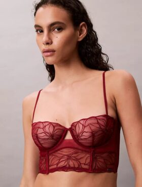 CK Black Çiçekli Dantel Unlined Balconette Sütyen