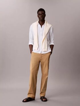 Cotton Stretch 90S Straight Düz Kesim Chino Pantolon