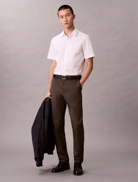 Cotton Stretch Dar Kesim Düğmeli Gömlek