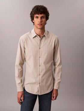 Cotton Stretch Ekose Slim Düğmeli Gömlek