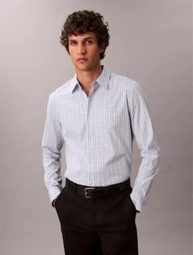 Cotton Stretch Ekose Slim Düğmeli Gömlek