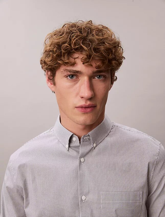Cotton Stretch Gingham Slim Düğmeli Gömlek Cotton Stretch Gingham Slim Düğmeli Gömlek