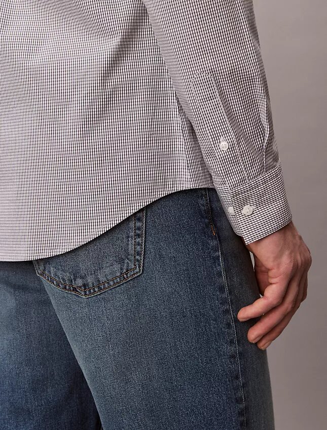 Cotton Stretch Gingham Slim Düğmeli Gömlek Cotton Stretch Gingham Slim Düğmeli Gömlek