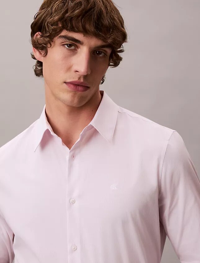 Cotton Stretch Çizgili Dar Kesim Düğmeli Gömlek Cotton Stretch Çizgili Dar Kesim Düğmeli Gömlek