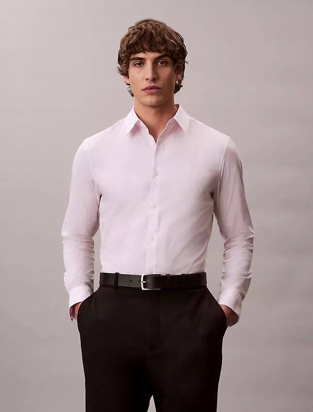 Cotton Stretch Çizgili Dar Kesim Düğmeli Gömlek Cotton Stretch Çizgili Dar Kesim Düğmeli Gömlek
