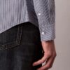 Cotton Stretch Çizgili Dar Kesim Düğmeli Gömlek