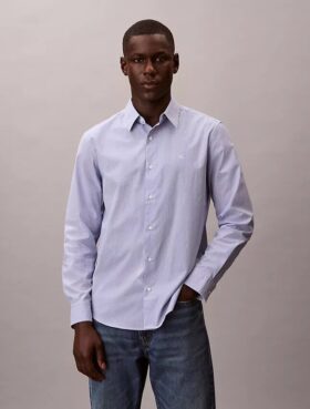 Cotton Stretch Çizgili Klasik Düğmeli Gömlek