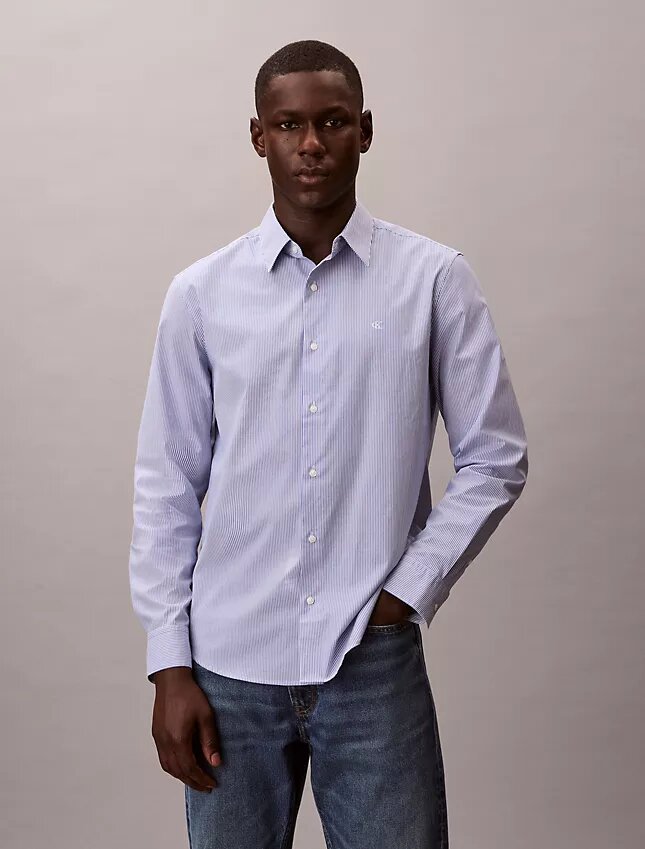 Cotton Stretch Çizgili Klasik Düğmeli Gömlek Cotton Stretch Çizgili Klasik Düğmeli Gömlek