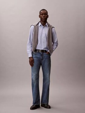 Cotton Stretch Çizgili Klasik Düğmeli Gömlek