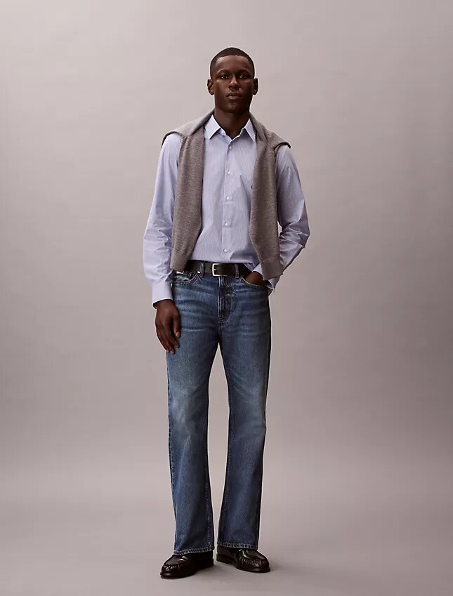 Cotton Stretch Çizgili Klasik Düğmeli Gömlek Cotton Stretch Çizgili Klasik Düğmeli Gömlek