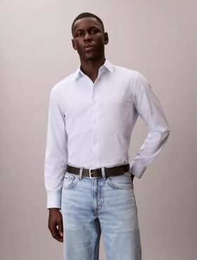 Cotton Stretch Çizgili Klasik Düğmeli Gömlek