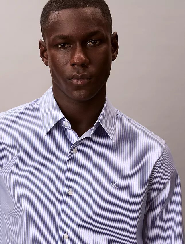 Cotton Stretch Çizgili Klasik Düğmeli Gömlek Cotton Stretch Çizgili Klasik Düğmeli Gömlek