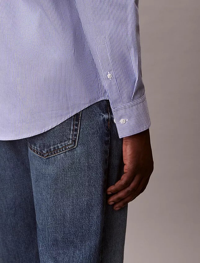 Cotton Stretch Çizgili Klasik Düğmeli Gömlek Cotton Stretch Çizgili Klasik Düğmeli Gömlek
