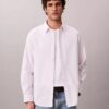 Cotton Stretch Çizgili Oxford Klasik Düğmeli Gömlek
