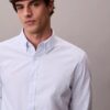 Cotton Stretch Çizgili Oxford Klasik Düğmeli Gömlek