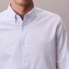 Cotton Stretch Çizgili Oxford Klasik Düğmeli Gömlek