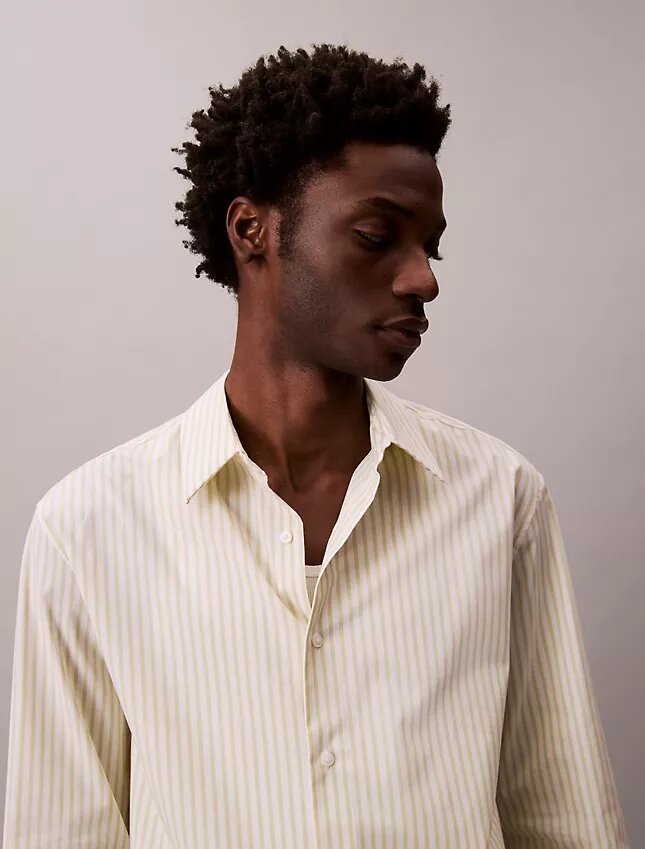 Cotton Stretch Çizgili Poplin Düğmeli Gömlek Cotton Stretch Çizgili Poplin Düğmeli Gömlek