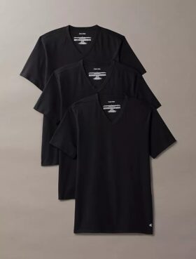 Cotton Stretch Karışımı 3’lü Paket Slim Fit V Yaka Tişört