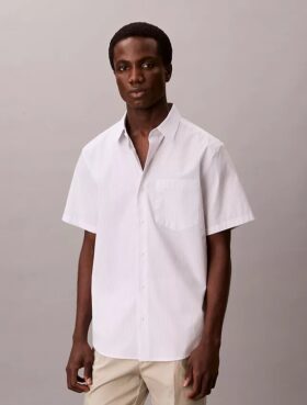Cotton Stretch İnce Çizgili Düğmeli Gömlek