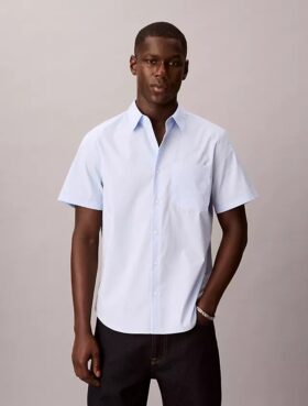 Cotton Stretch İnce Çizgili Düğmeli Gömlek