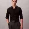 Cotton Stretch Poplin Dar Kesim Düğmeli Gömlek