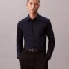 Cotton Stretch Poplin Dar Kesim Düğmeli Gömlek