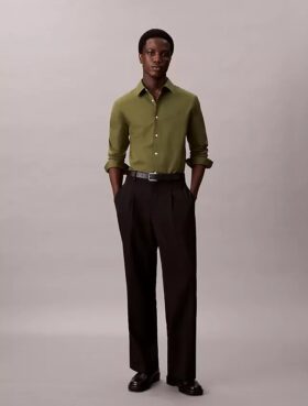 Cotton Stretch Poplin Dar Kesim Düğmeli Gömlek