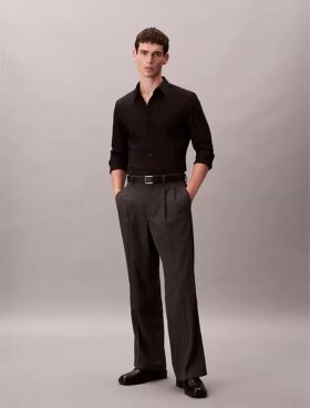 Cotton Stretch Poplin Dar Kesim Düğmeli Gömlek