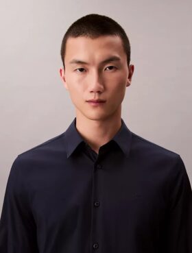 Cotton Stretch Poplin Dar Kesim Düğmeli Gömlek