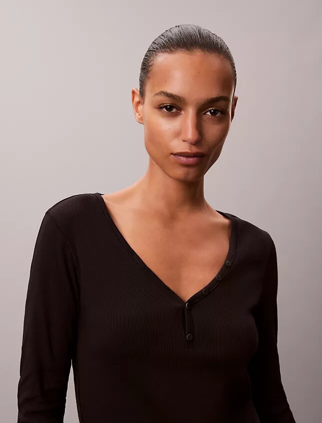 Cotton Stretch Ribana Henley Tişört Cotton Stretch Ribana Henley Tişört