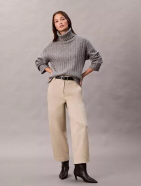 Cotton Stretch Twill Barrel Pantolon