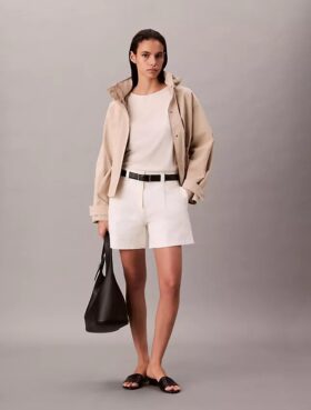 Cotton Stretch Twill Pileli Bermuda Şort