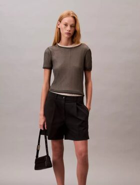 Cotton Stretch Twill Pileli Bermuda Şort